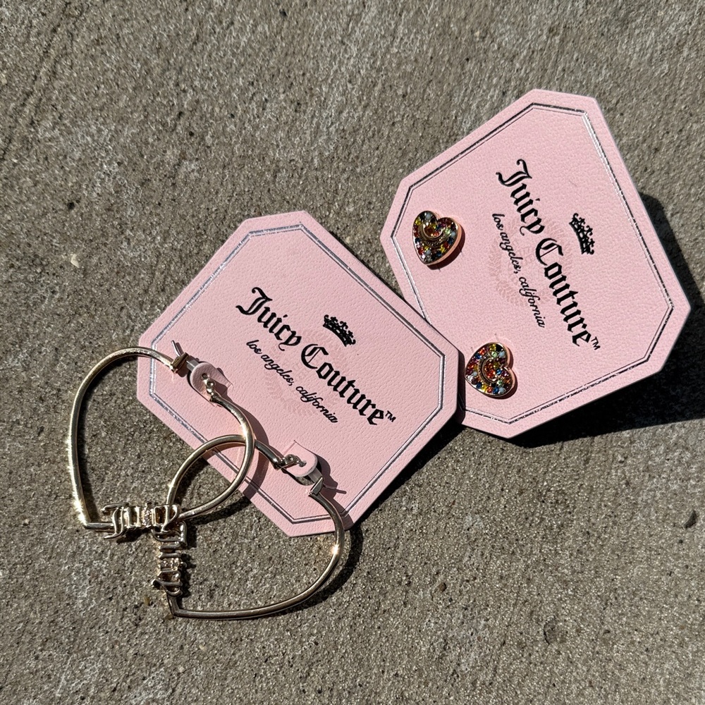 Juicy Couture Pink and Gold Heart Earrings